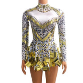 Creative Lenses Party Dresses Nude Women's Long Sleeve Stretch Mini Dresses